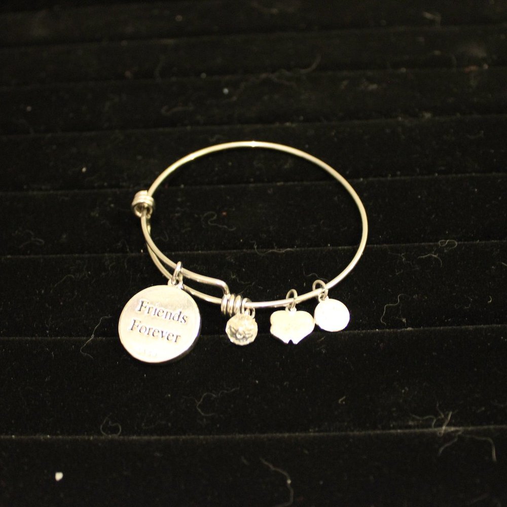 LA CN Charm womens Bracelet Silvertone Adjustable